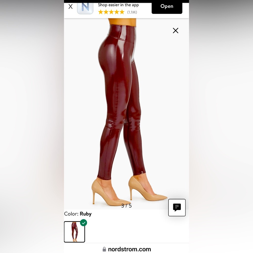 Spanx Faux Patent Leather Leggings - Ruby Small Petite, NWT